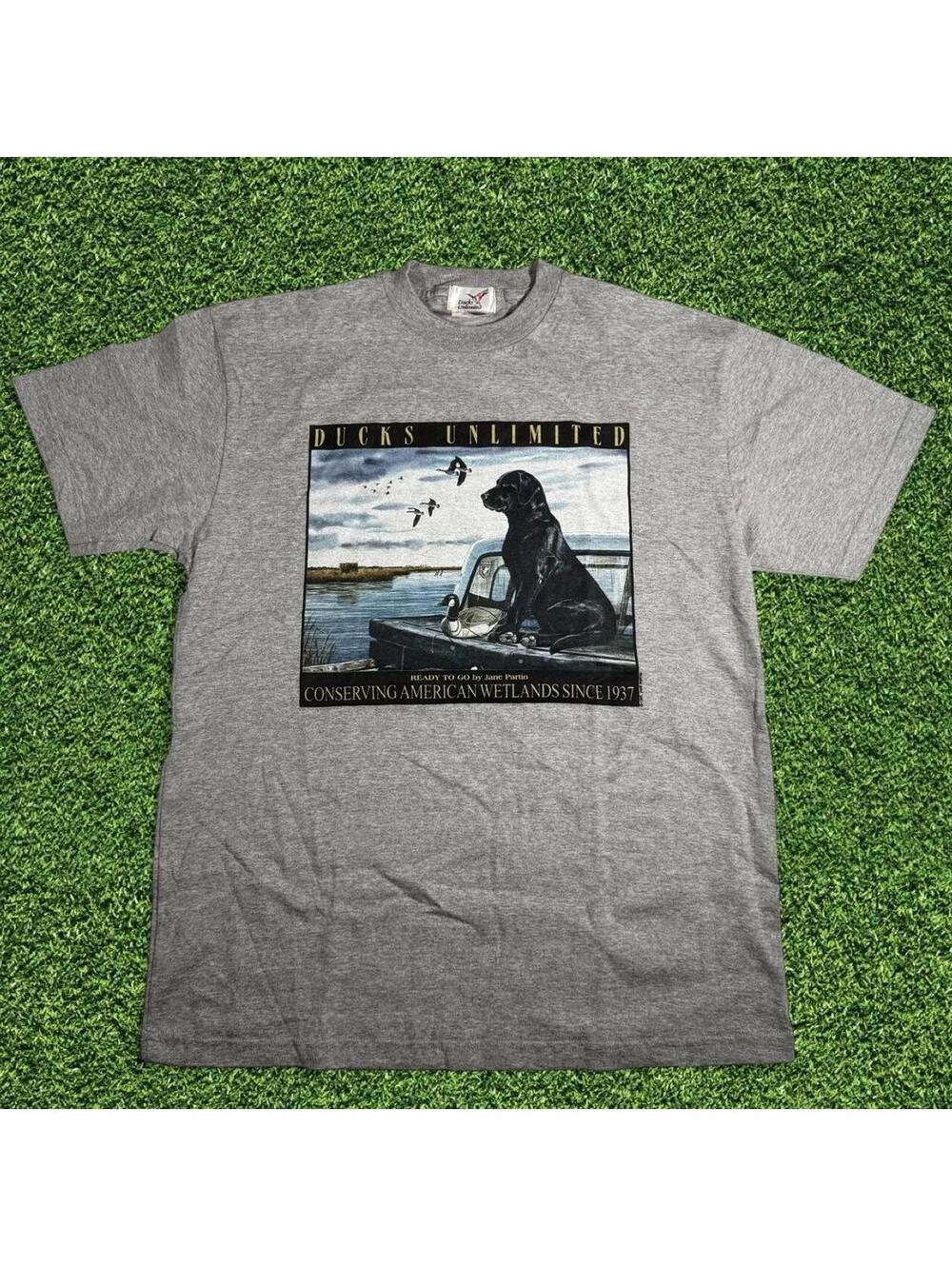 Vintage 90s Ducks Unlimited Grey Graphic Tee Single Stitch Size L
